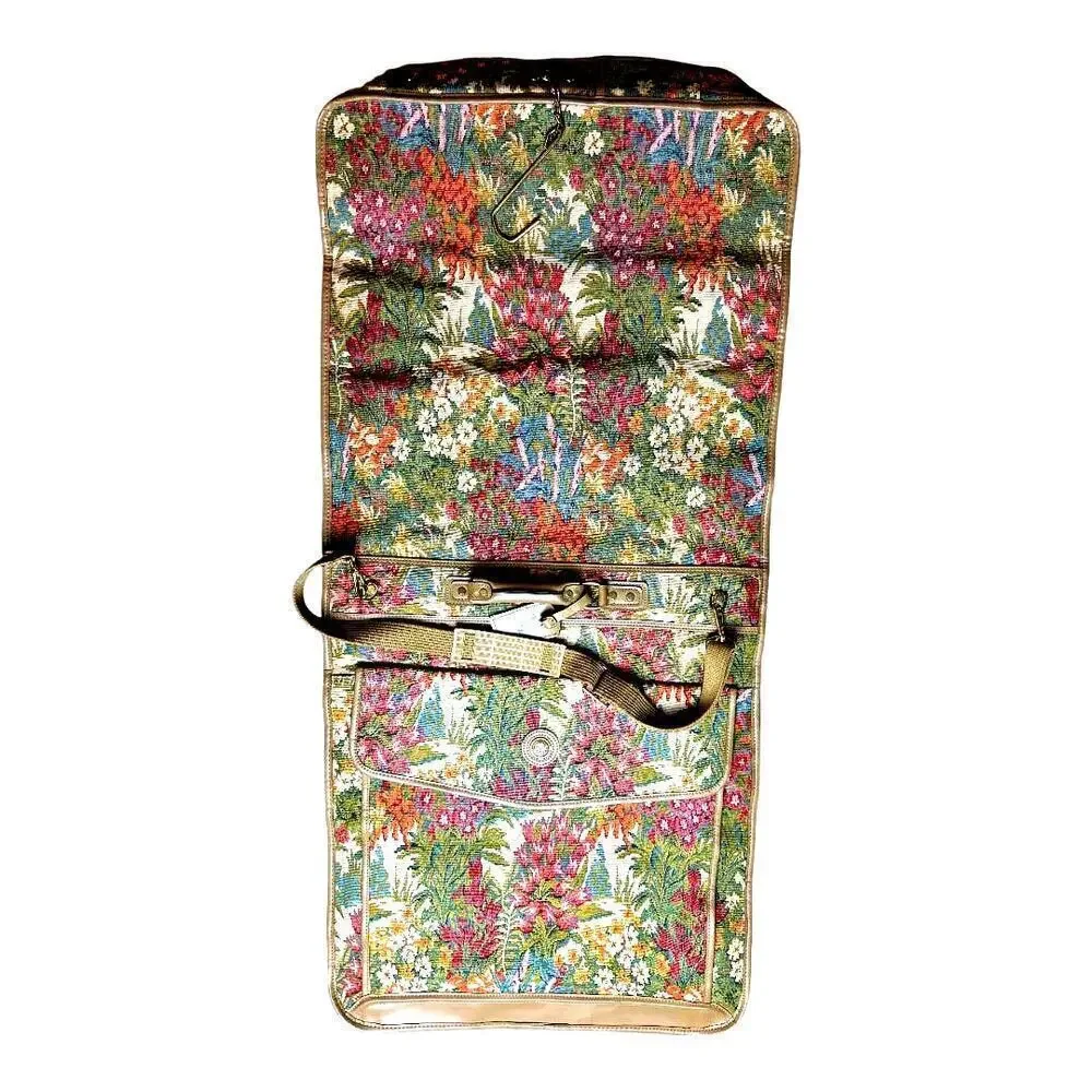 Vng DVF Green Floral Tapestry Suitcase Carry On Bag Dress Suit Luggage 23